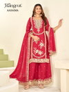 Rangrut Aasama Chinon Embroidery Plazzo Suits Exporters In India